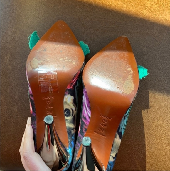 Lanvin for H & M Teal Bow Floral Heels - Picture 8 of 8